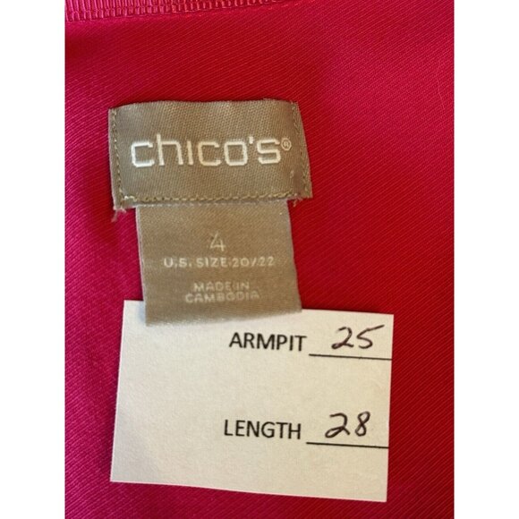Chico’s Womens Button Down Top Size 20/22 Vibrant Hot Pink Long Sleeves - Picture 2 of 11